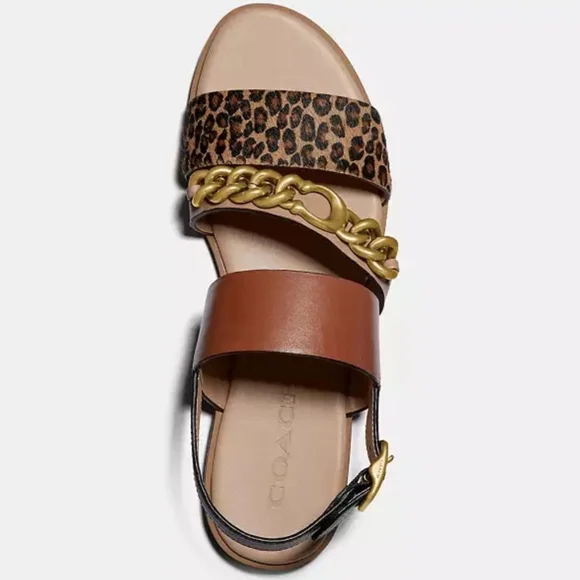 NWT Coach Heather Leopard Print Calf Hair Leather Sandals G4777 Size 7.5B EU38 - Picture 1 of 16